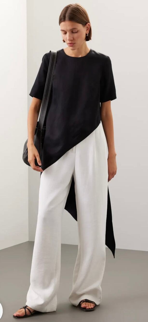 Obando Collective Black Short Sleeve Asymmetrical Top 0